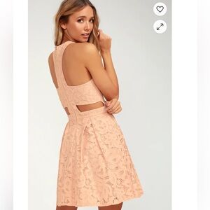 Lulu's Daisy Date Blush Pink Lace Skater Dress XS